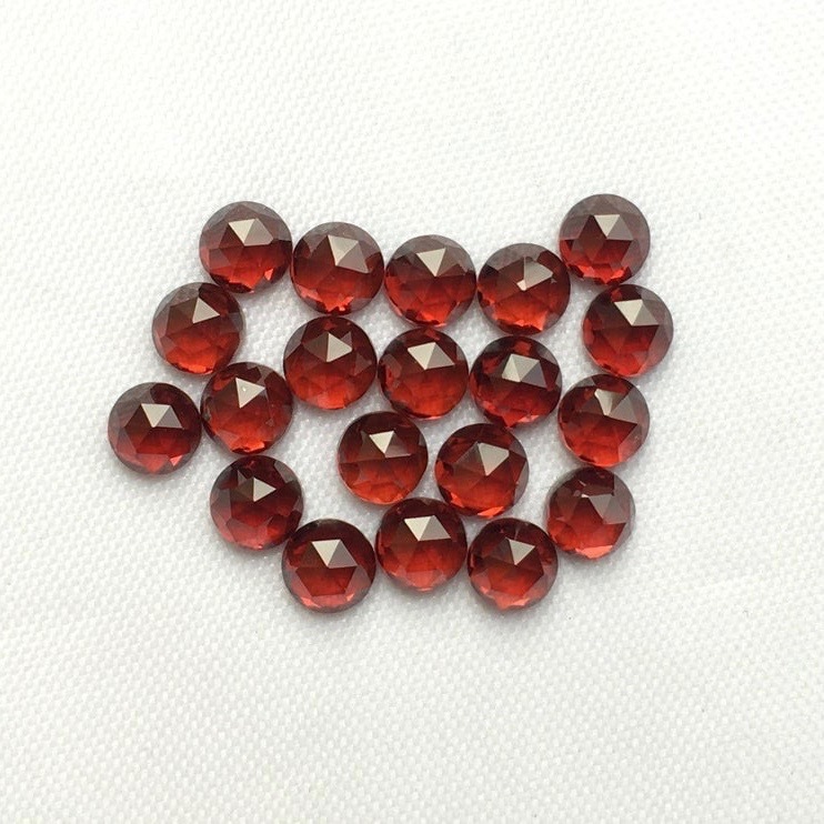 6mm Mozambique Red Garnet Rose Cut Round Loose Gemstones Grade: Aaa