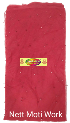 Net Moti Work Embroidery - Net Fabric, 100 Cm Length, 44" Width | Multipurpose Use, Available In Light & Dark Embroided Designs