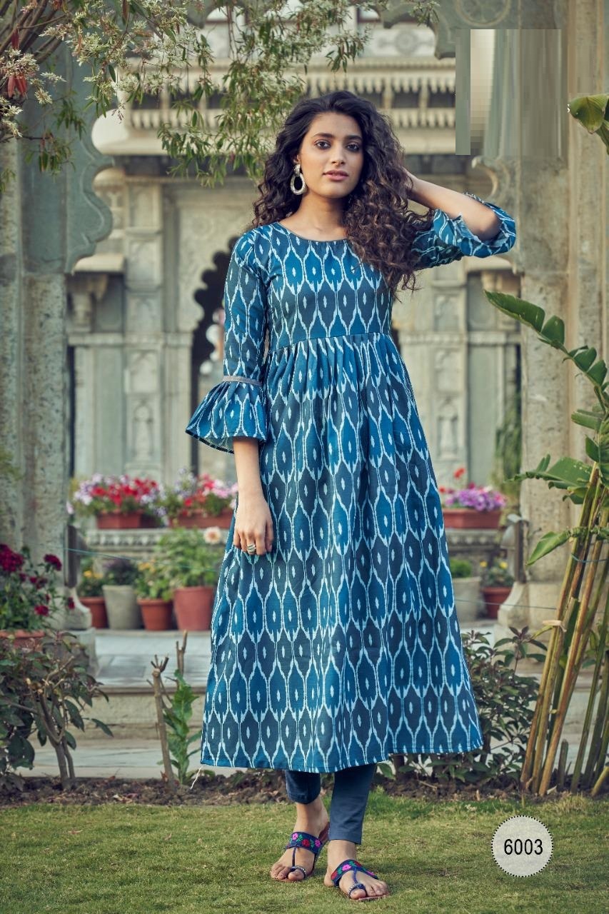 Summer Designer Ikkat Printed Cotton Kurtis