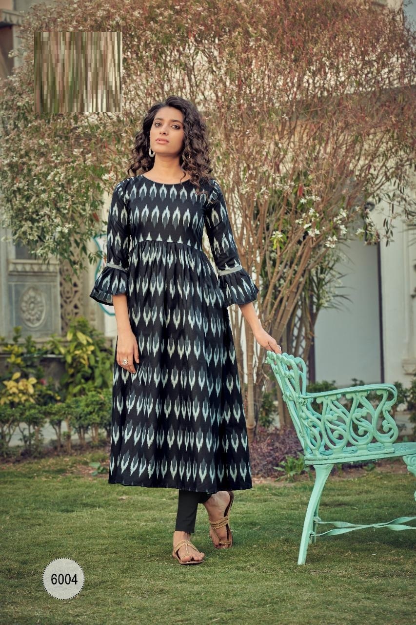 Summer Designer Ikkat Printed Cotton Kurtis