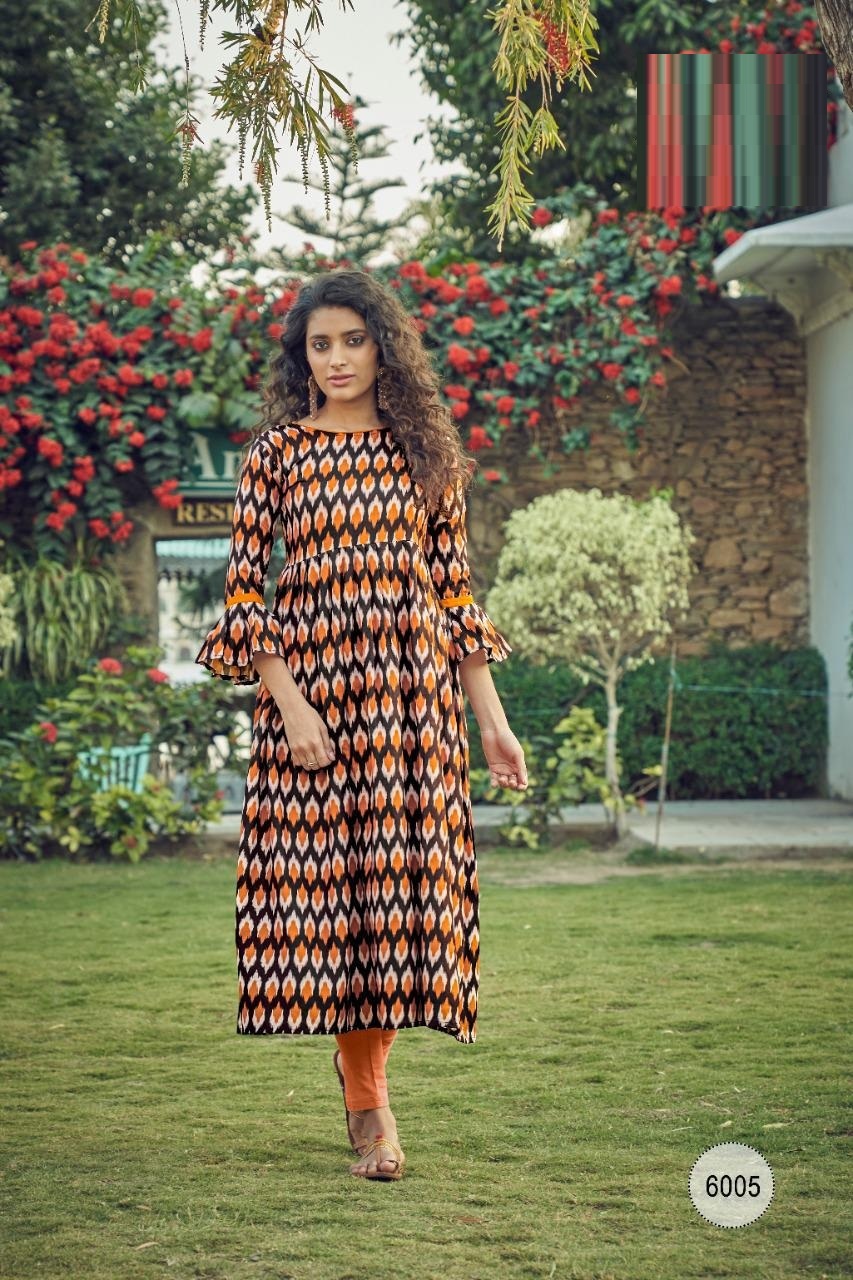 Summer Designer Ikkat Printed Cotton Kurtis