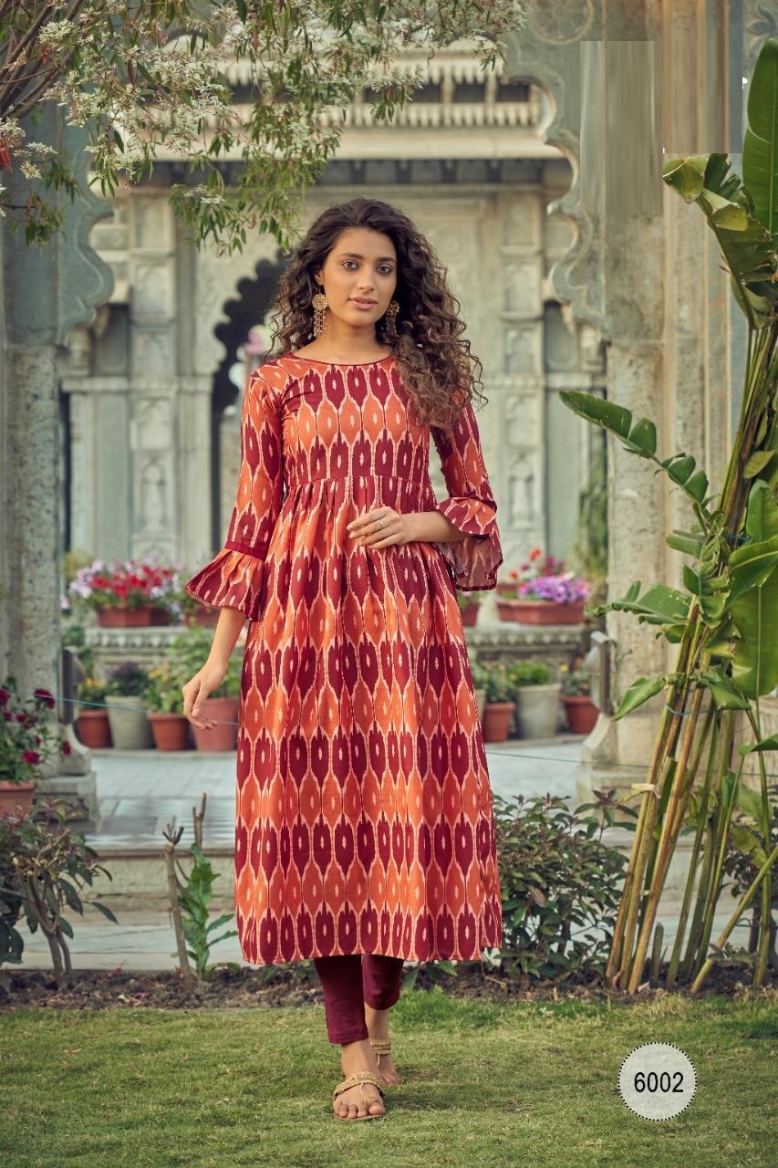 Summer Designer Ikkat Printed Cotton Kurtis