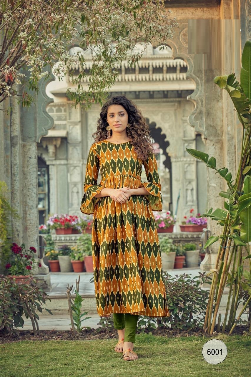 Summer Designer Ikkat Printed Cotton Kurtis