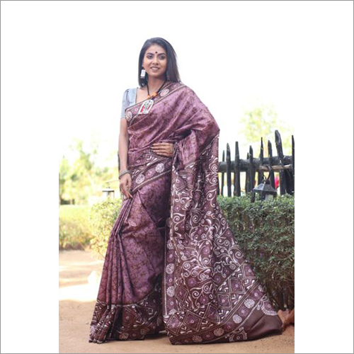 Multicolor Ladies Pure Silk Hand Batik Saree