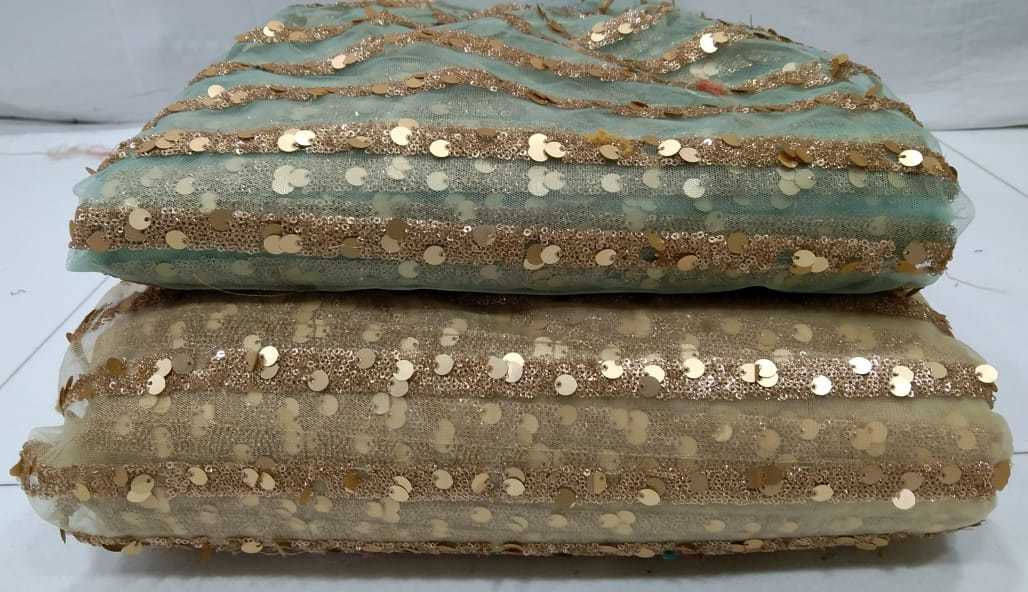 Heavy Sequence Net Embroidery Fabric - 44" Width, 100 Cm Length | Washable, Available In All Light & Dark Colours, Embroidered Texture, Multipurpose Use