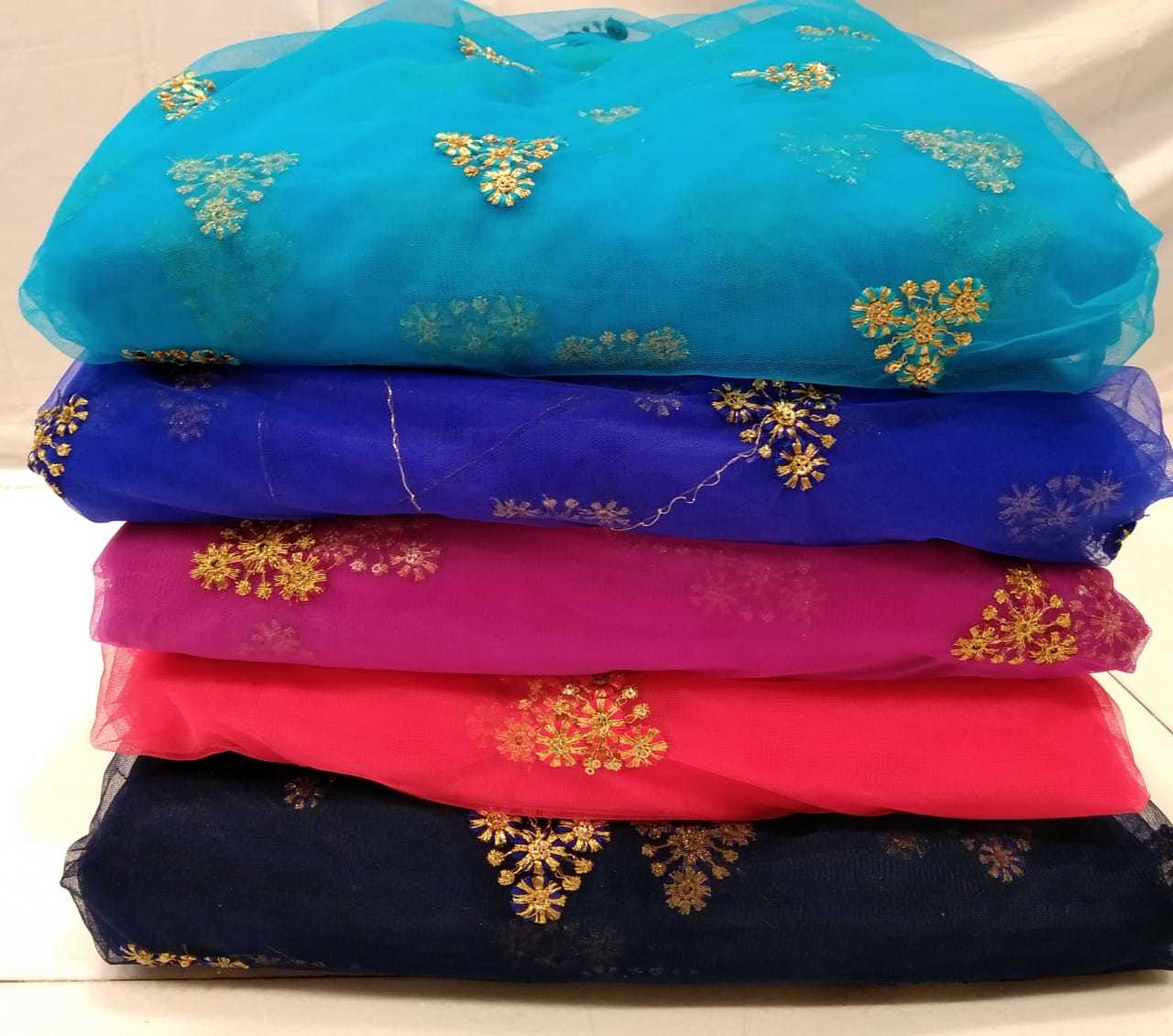 Net Sequence Multi Embroidery - Net Fabric, 44 Inch Width, 100 Cm Length | Washable, Available In All Light & Dark Colors, Multipurpose Use