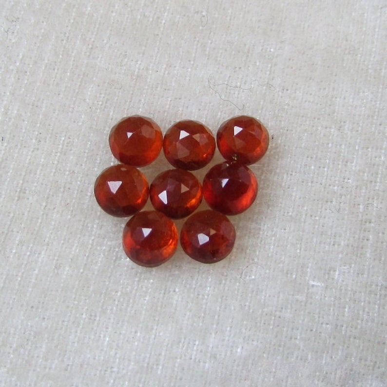 7mm Hessonite Garnet Rose Cut Round Loose Gemstones Grade: Aaa