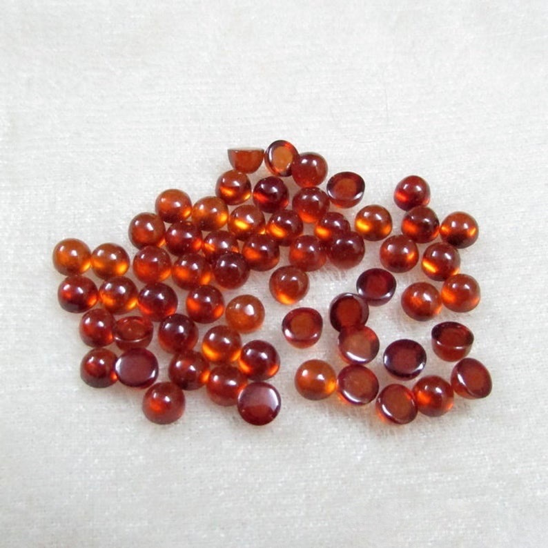 7mm Hessonite Garnet Rose Cut Round Loose Gemstones Grade: Aaa