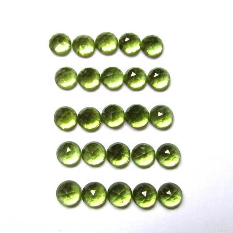 5mm Peridot Rose Cut Round Loose Gemstones Grade: Aaa