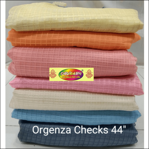 वॉशेबल ज़री चेक ऑर्गेंज़ा फ़ैब्रिक