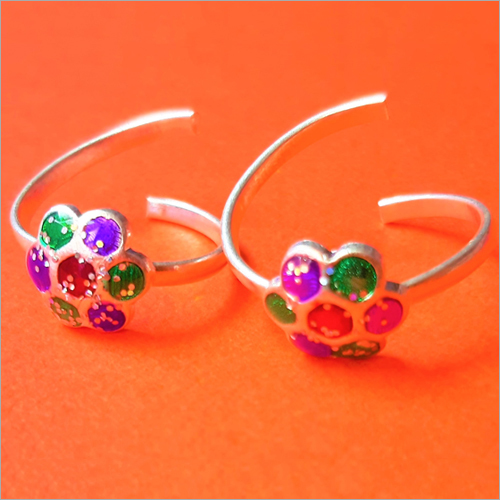 Adjustable Toe Ring - High Grade Silver with Floral Design and Multicolor Stones | Perfect for Women, Ideal for Weddings, Engagements, and Gifts
