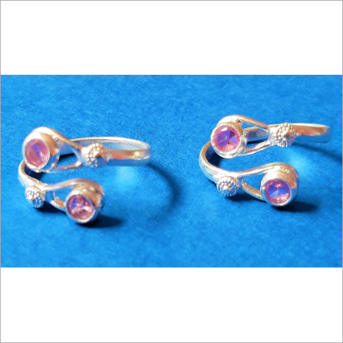Designer Toe Ring - Lightweight Metal with Baby Pink Stones, Available in Various Sizes | Stylish Jewelry for Women and Girls