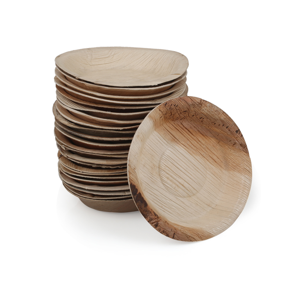Disposable Areca Palm Leaf Plate - 6 Inch Round | 100% Natural, Export Quality, Eco Friendly, Available In Bulk