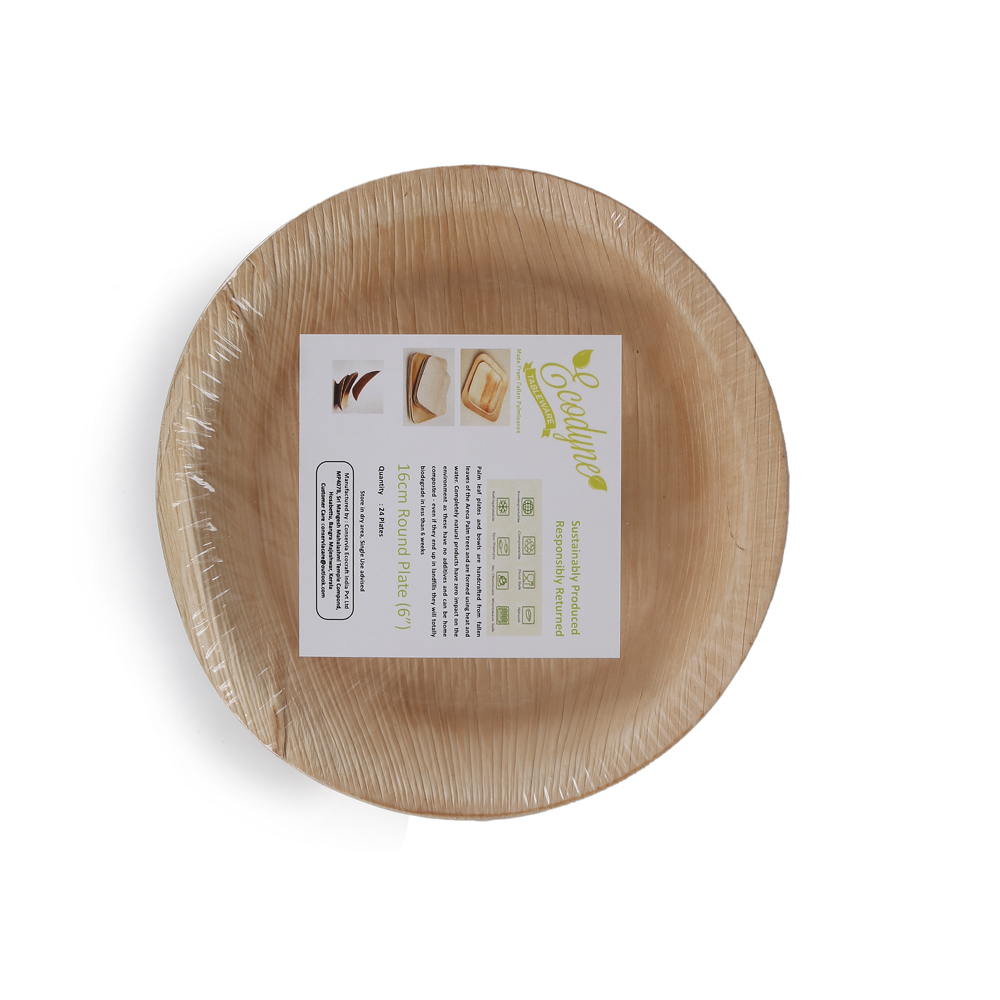 Disposable Areca Palm Leaf Plate - 6 Inch Round | 100% Natural, Export Quality, Eco Friendly, Available In Bulk