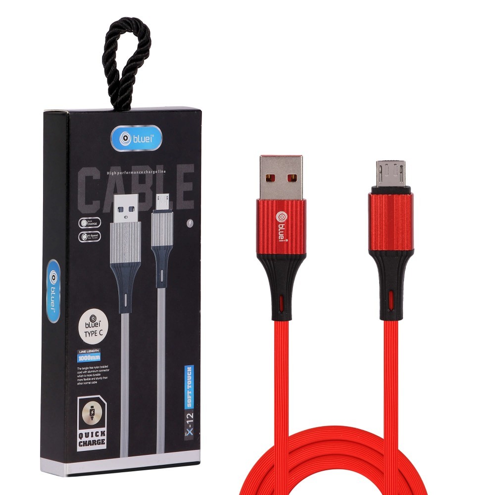 Dc-x12 2.4 Amp Micro Fast Bluei Data Cable - Nylon Braided, 1 Meter Length | Tangle Free, 2.4a Fast Charging, 480 Mbps Data Transfer, Aluminum Connectors