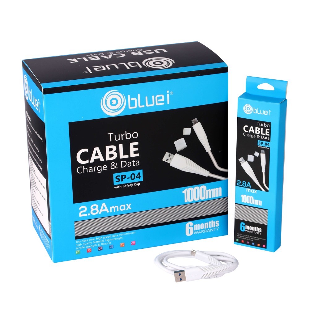 Sp-04 2.8 Amp Iphone Fast Bluei Data Cable - Tpe Soft Touch Material 1m Length White Color High-speed Data Transfer & Safe Charging