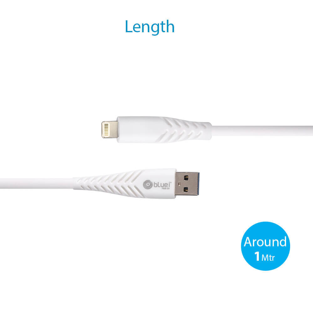 Sp-04 2.8 Amp Iphone Fast Bluei Data Cable - Tpe Soft Touch Material, 1m Length , White Color, High-speed Data Transfer & Safe Charging