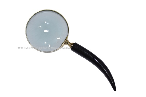 जैसा कि चित्र में दिखाया गया है 3 इंच एंटीक हॉर्न डिज़ाइन हैंडल मैग्निफ़ायर