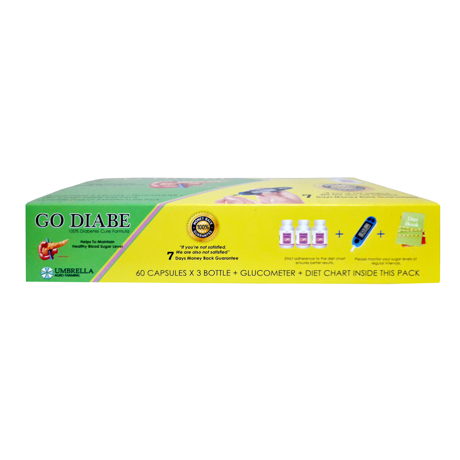 Go Diabe - Herbal Anti Diabetic Capsules | 60 Capsules, Non-prescription, Blood Sugar Control, Includes Glucometer & Diet Chart