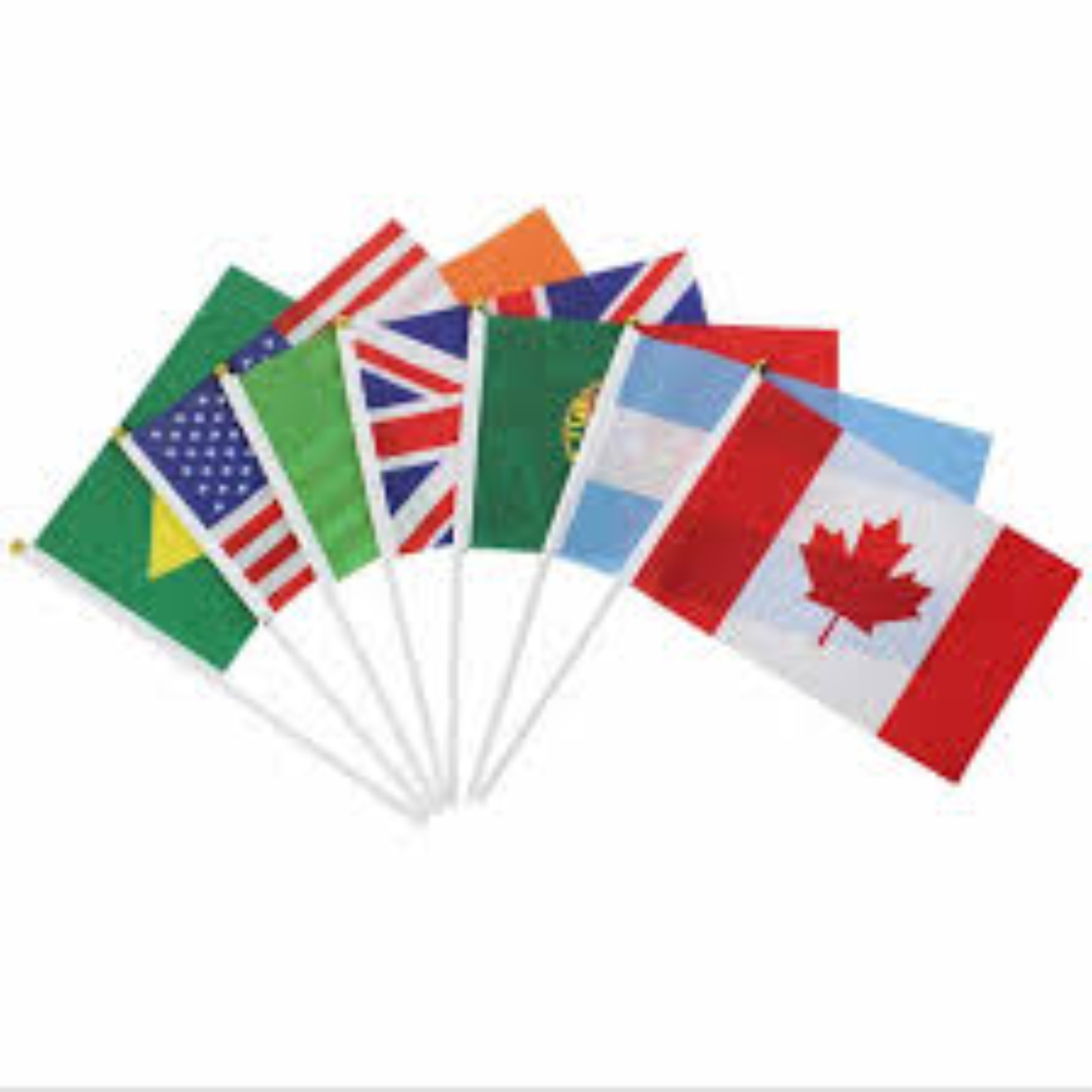 International Hand Flags - Polyester, 4" X 6", 6" X 9", 8" X 12", 12" X 18" | Customizable Colors, Logos, Lightweight, Printed For Sports And Promotions