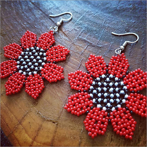 Sunflower Earrings - High Grade Beads Different Sizes Available | Lightweight Design In Red Black & White Colors With Impeccable Finishing