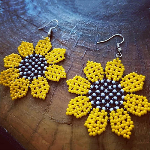 Sunflower Earrings - High Grade Beads Different Sizes Available | Lightweight Design In Red Black & White Colors With Impeccable Finishing