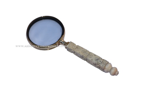 जैसा कि चित्र में दिखाया गया है 3 इंच ब्रास रिंग मोप हैंडल मैग्निफाइंग ग्लास