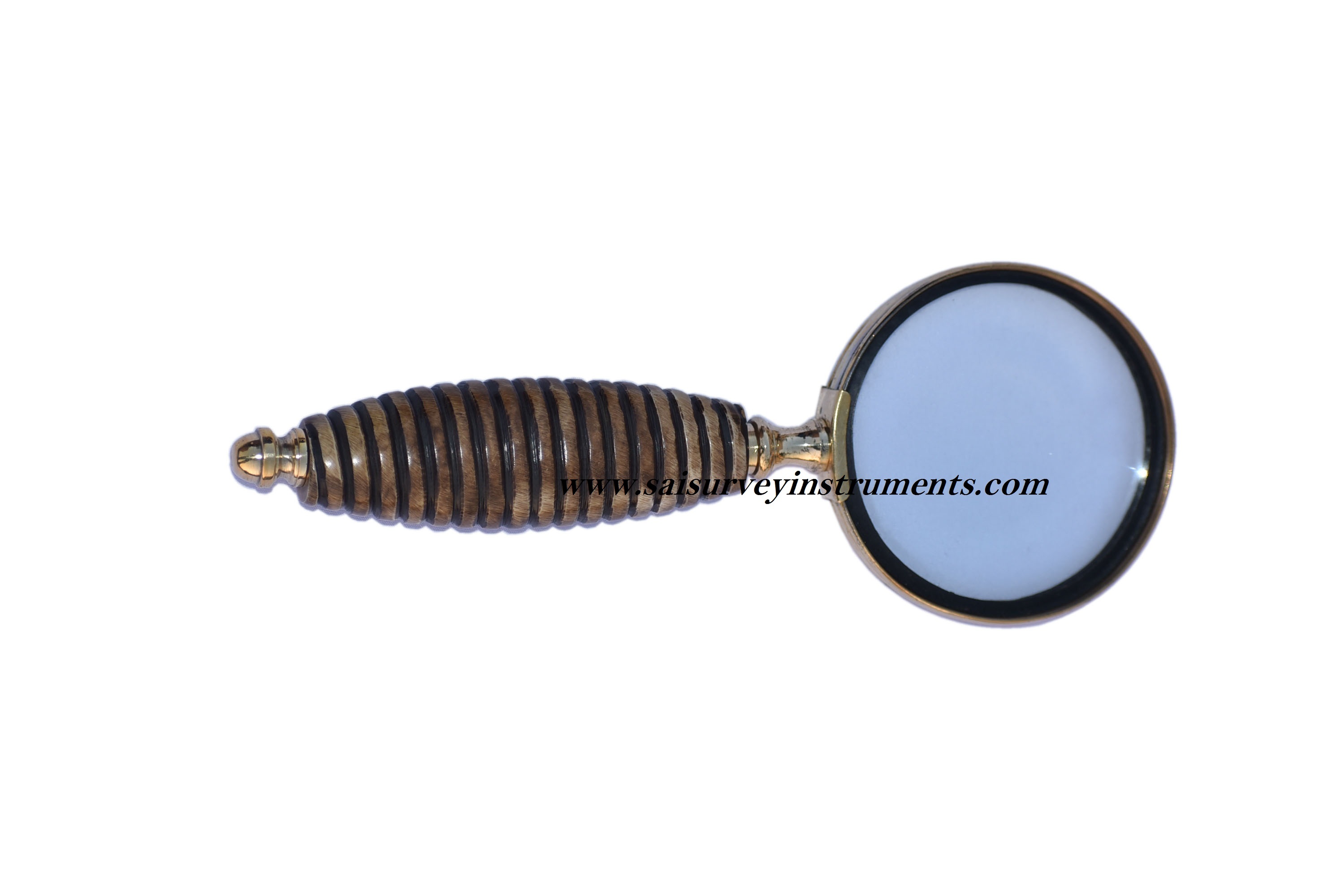 Brown Vintage Design Handle 3 Inch Diameter Magnifying Lens