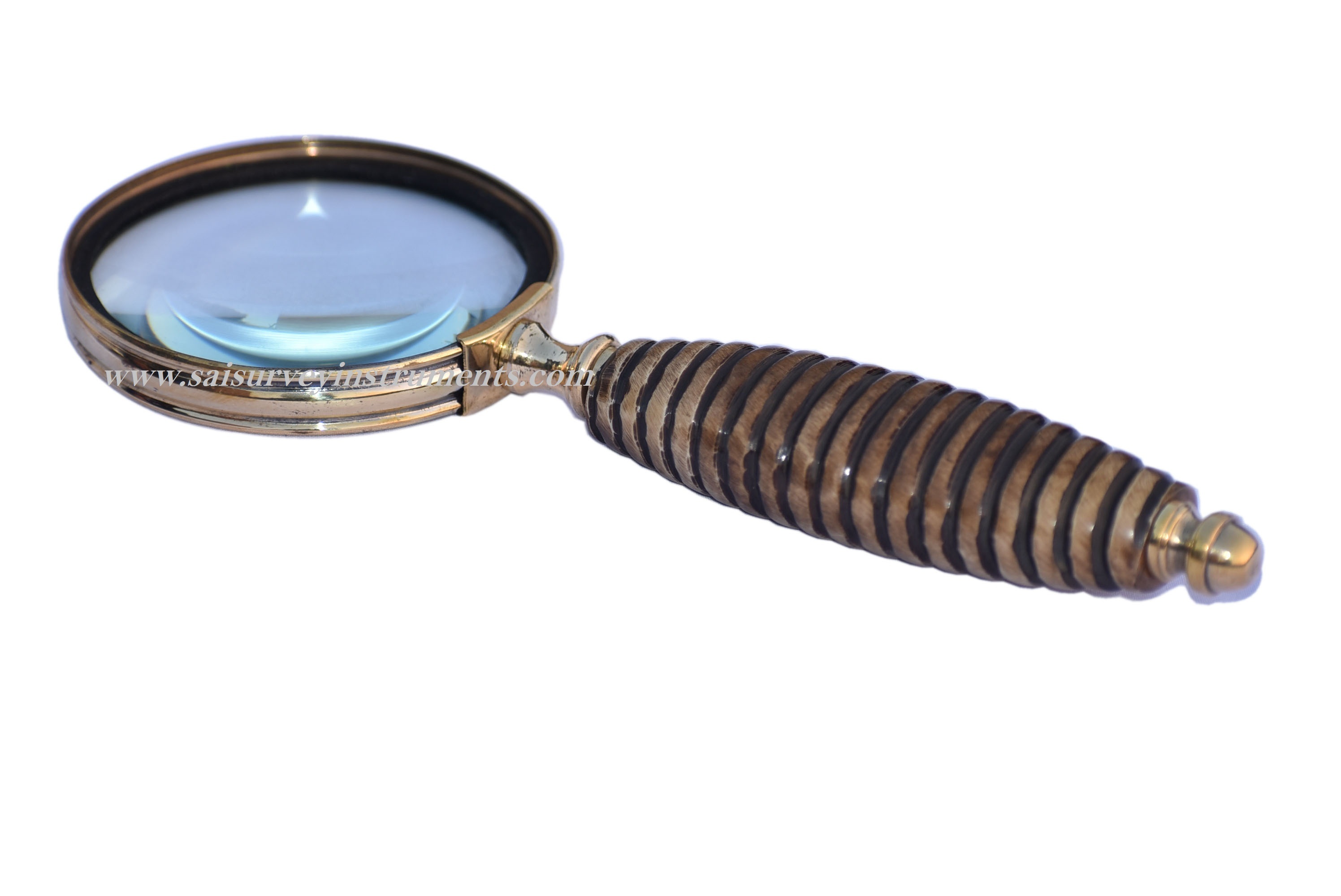 Brown Vintage Design Handle 3 Inch Diameter Magnifying Lens