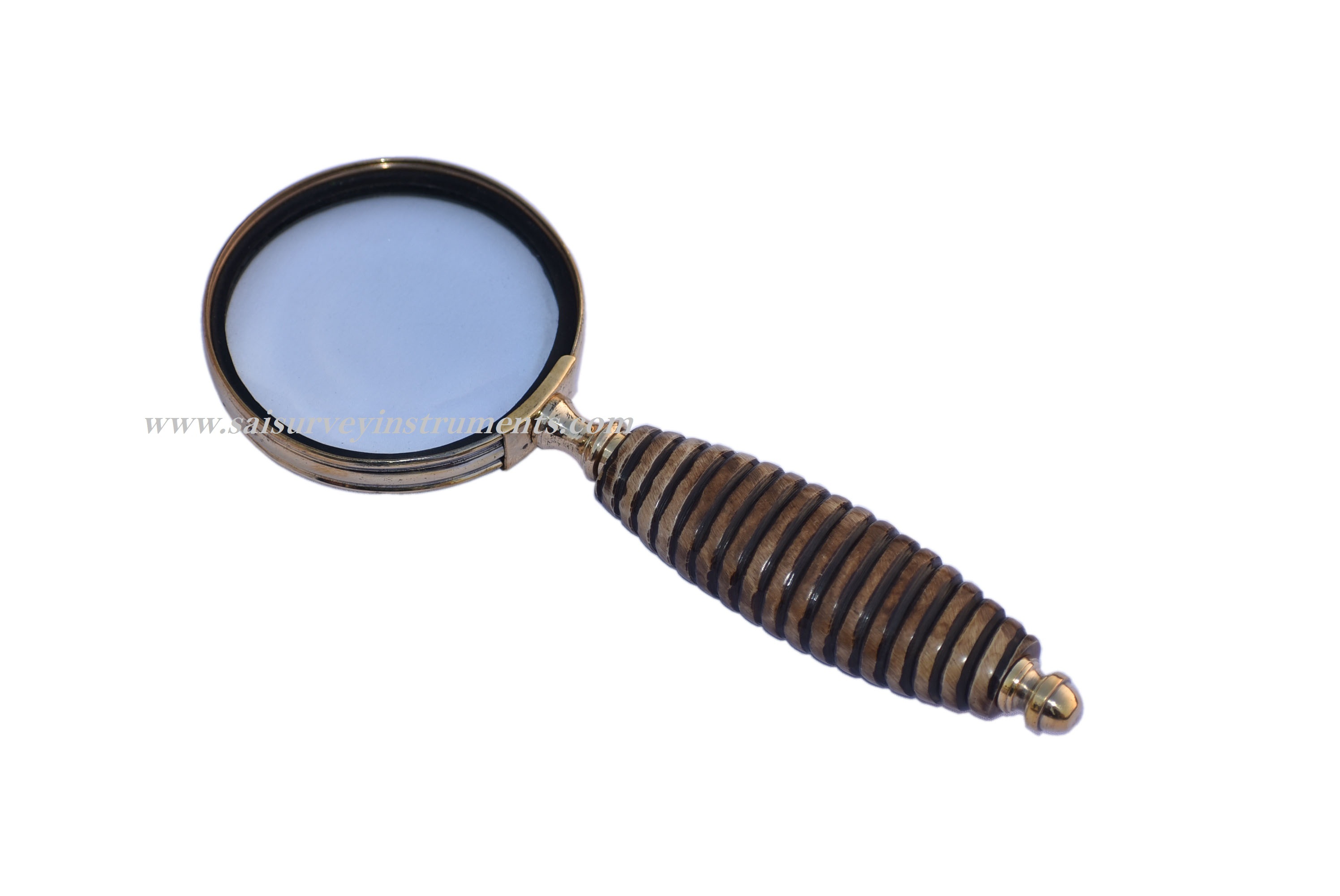 Brown Vintage Design Handle 3 Inch Diameter Magnifying Lens