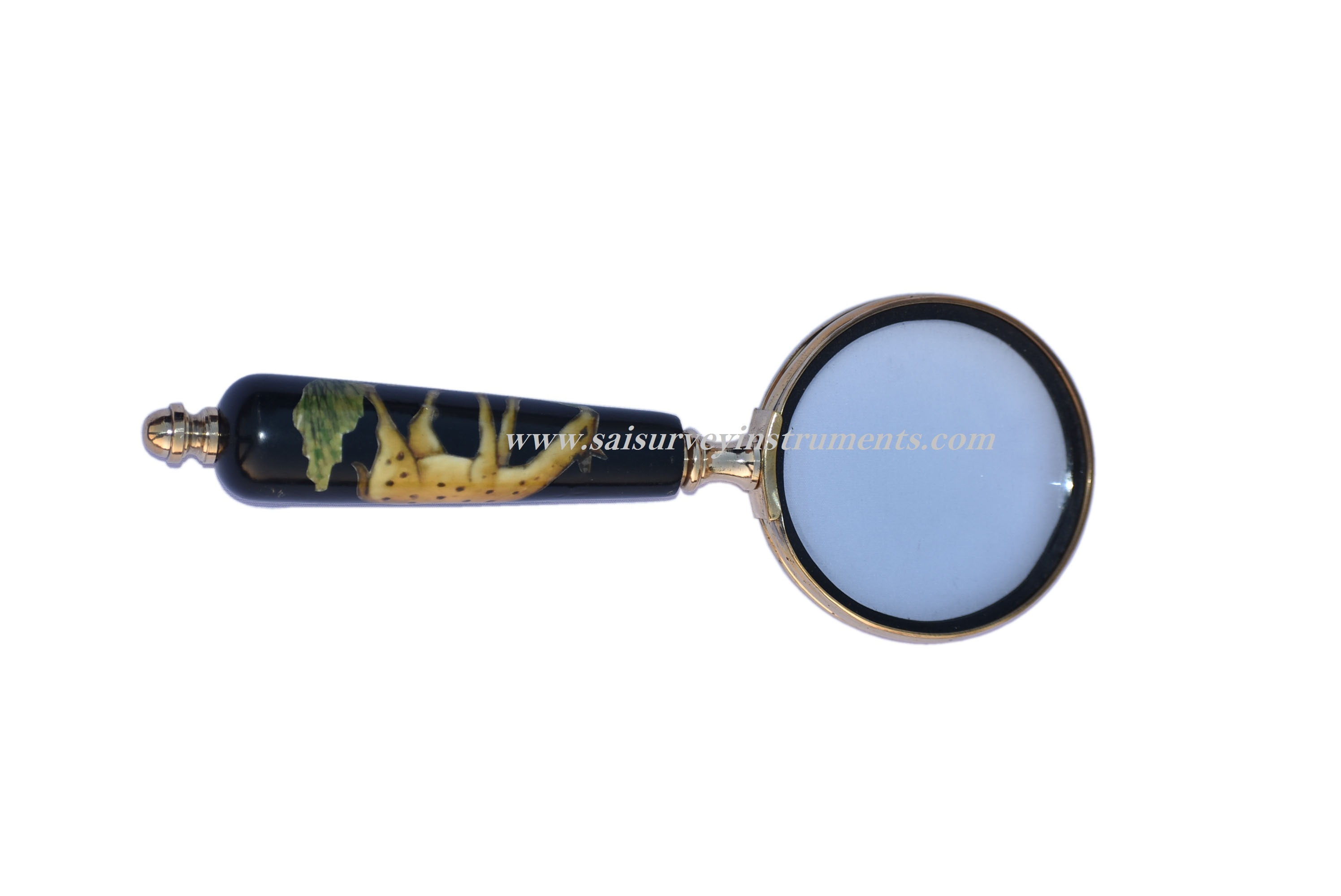 Brown Deer Printed Design Black Mop Handle Magnifying Glass