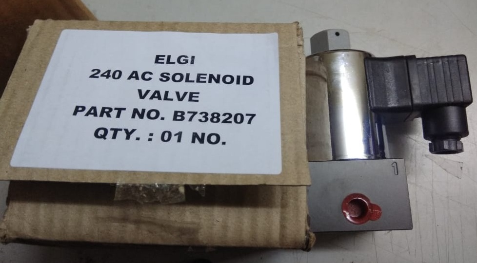 Elgi Screw Compressor Model: E55 - Elgi 240 Ac Solenoid Valve P/n B738207 Warranty: Yes