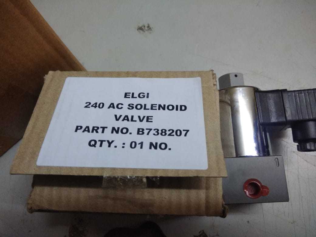 Elgi Screw Compressor Model: E55 - Elgi 240 Ac Solenoid Valve P/n B738207 Warranty: Yes