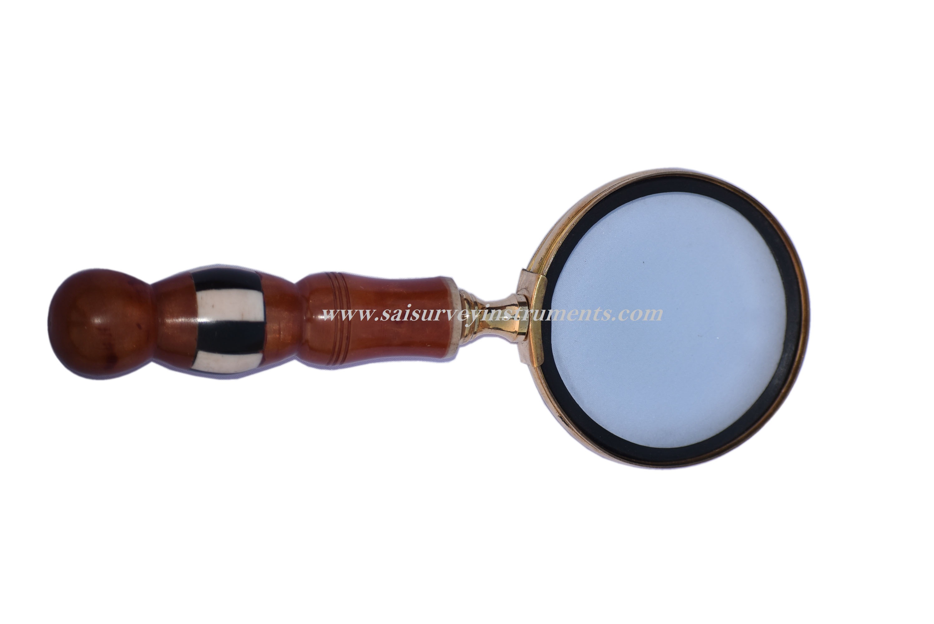 Brass Handle Magnifier - 3 Inch Shiny Polished Glass, Nautical Vintage Style Decor For Collectors And Home Decoration