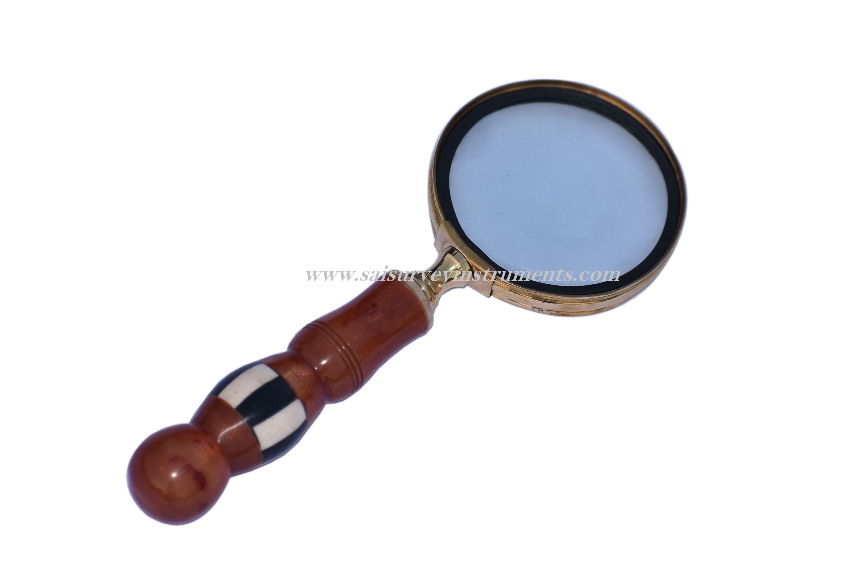 Brass Handle Magnifier - 3 Inch Shiny Polished Glass, Nautical Vintage Style Decor For Collectors And Home Decoration