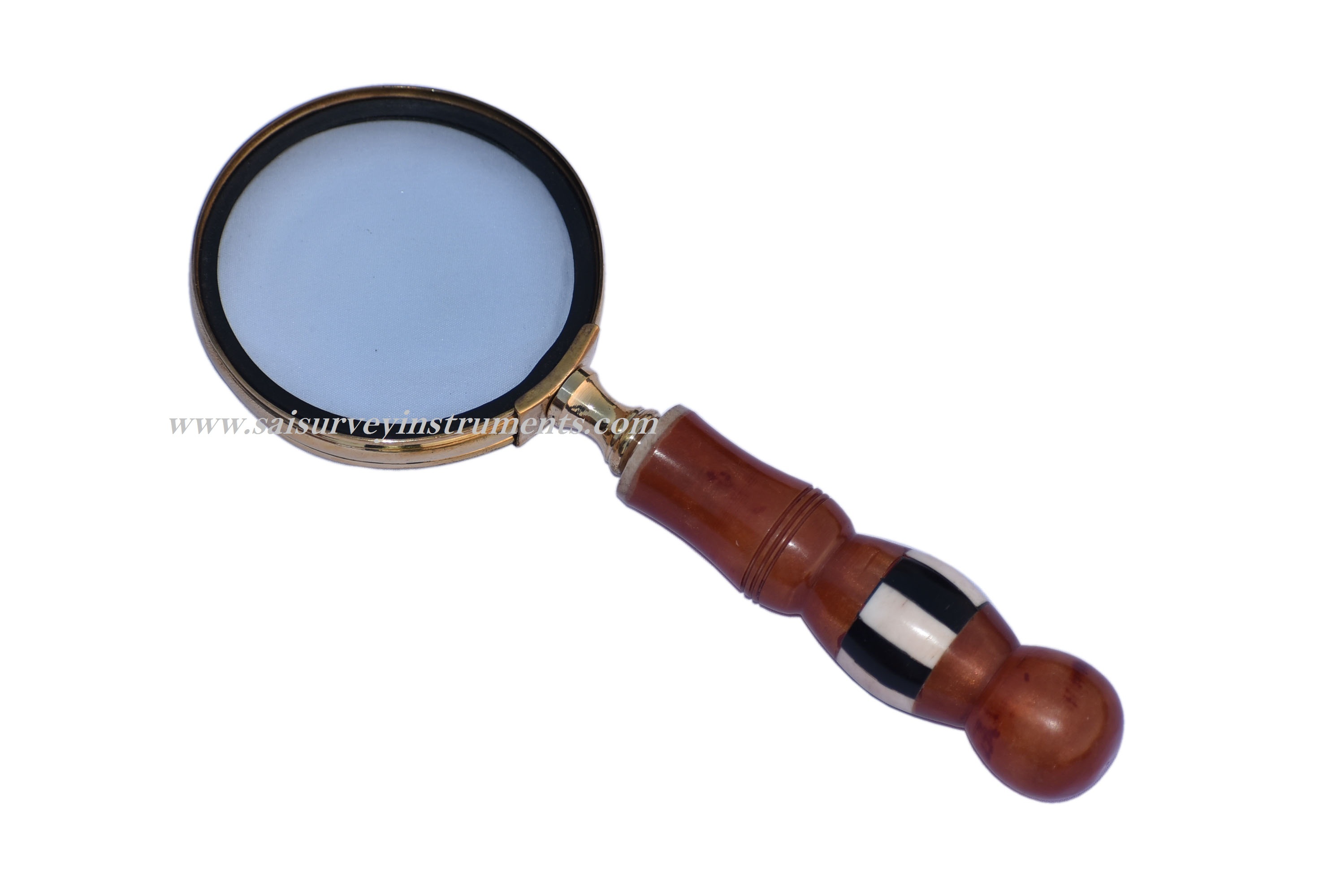 Brass Handle Magnifier - 3 Inch Shiny Polished Glass, Nautical Vintage Style Decor For Collectors And Home Decoration
