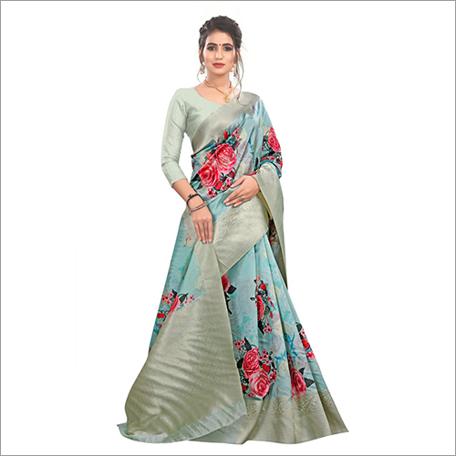 Ladies Printed Saree - Cotton Blend, Multicolor , Printed Design For All Seasons - Perfect For Rainy, Spring, Summer, And Winter Wear, Other Indian Style