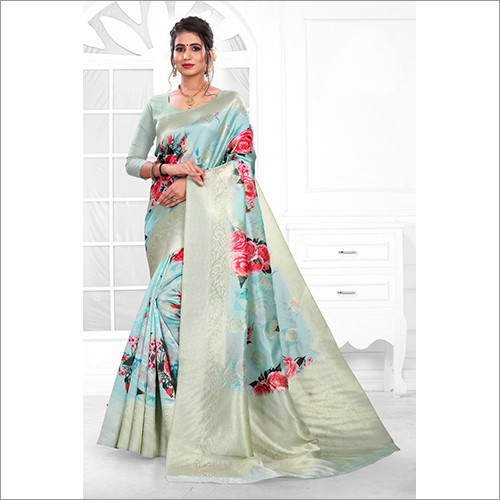 Ladies Printed Saree - Cotton Blend, Multicolor , Printed Design For All Seasons - Perfect For Rainy, Spring, Summer, And Winter Wear, Other Indian Style
