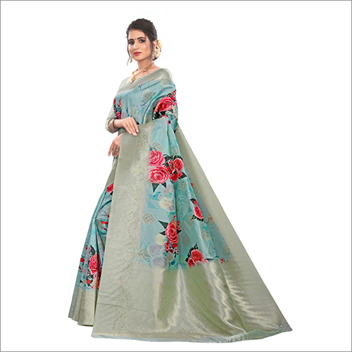 Ladies Printed Saree - Cotton Blend, Multicolor , Printed Design For All Seasons - Perfect For Rainy, Spring, Summer, And Winter Wear, Other Indian Style