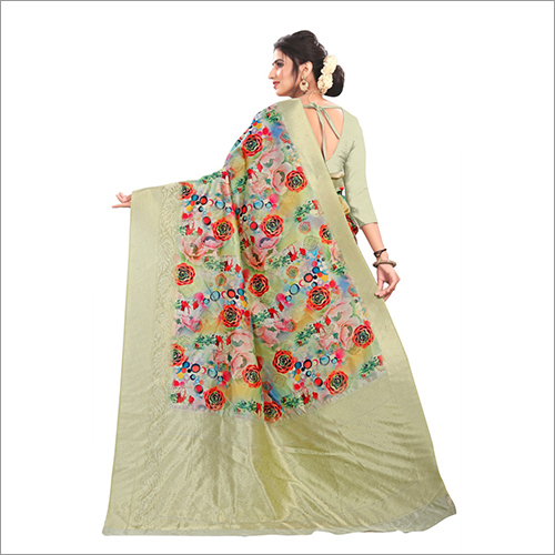 Multicolor Ladies Digital Printed Partywear Saree