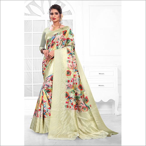 Multicolor Ladies Digital Printed Partywear Saree