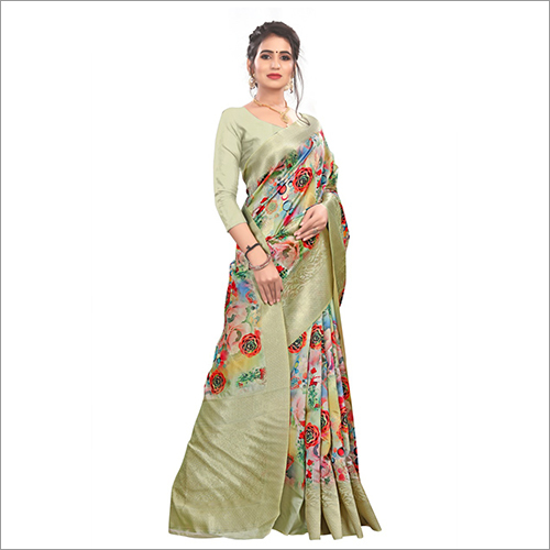 Multicolor Ladies Digital Printed Partywear Saree