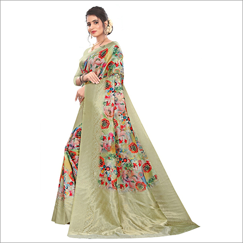 Multicolor Ladies Digital Printed Partywear Saree