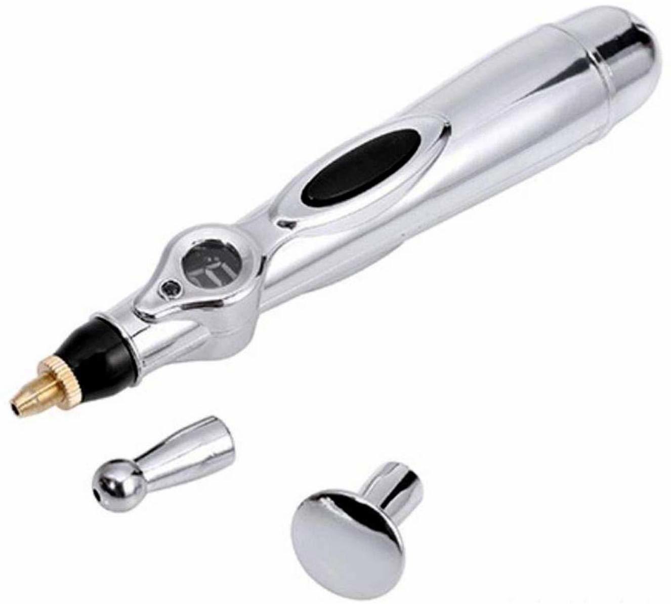 Massager Pen - Abs Plastic, 15cm | Silver Color, Battery-powered, Multiple Intensity Levels, Pain Relief & Facial Massage Functionality