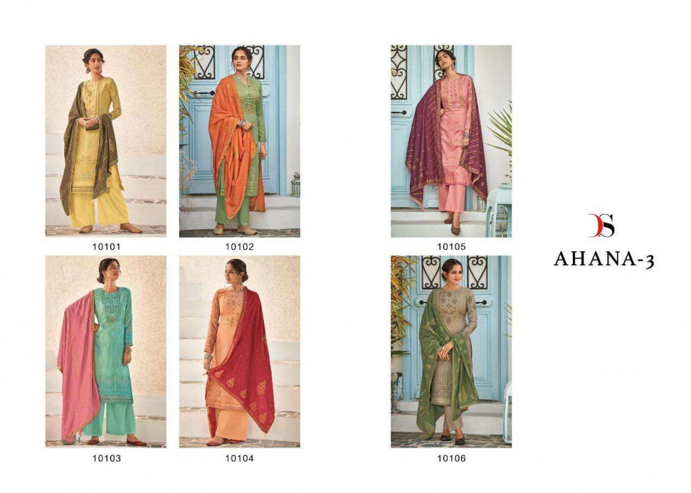 Multi Color Deepsy Ahana Vol-3 Jam Cotton Digital Print With Hand Embroidery Work Suits Catalog
