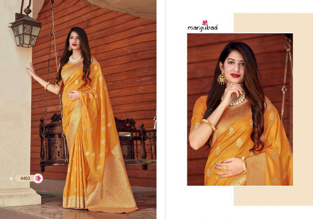 Multi Color Manjubaa Misty Silk Exclusive Fancy Saree Catalog Collection