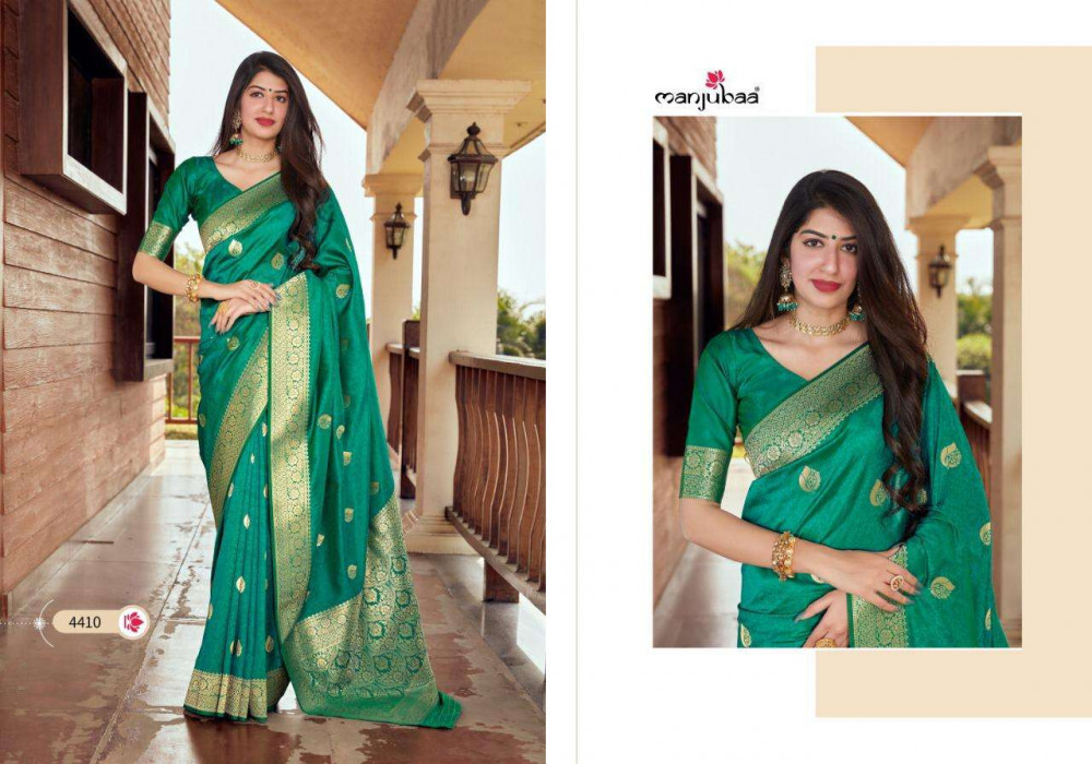 Multi Color Manjubaa Misty Silk Exclusive Fancy Saree Catalog Collection