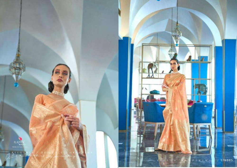 Multi Color Rajtex Kiassa Tissue Traditional Fancy Saree Catalog Collection