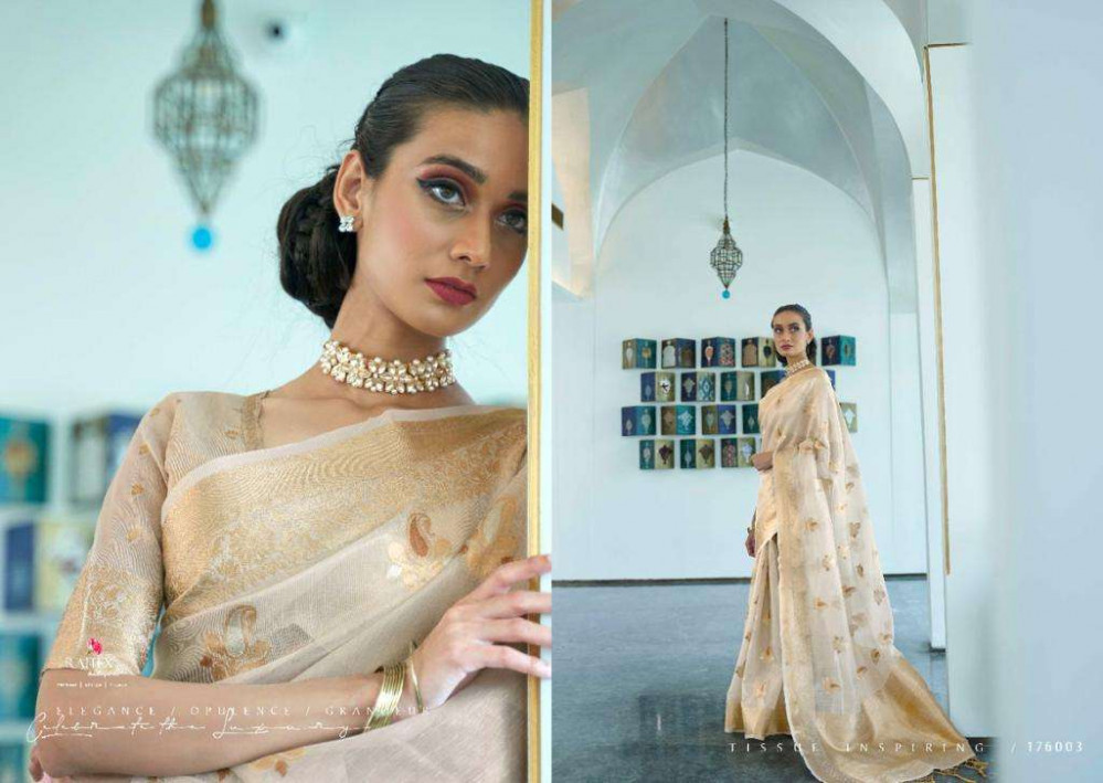 Multi Color Rajtex Kiassa Tissue Traditional Fancy Saree Catalog Collection