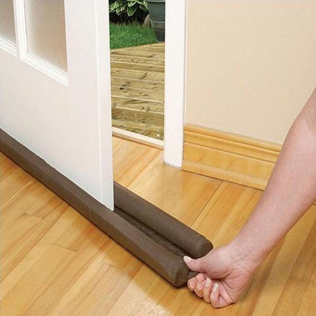 Twin Draft Guard - Foam And Fabric, Fits Doors Up To 36 Inches, Brown | Double-sided Air, Dust And Noise Block, Easy Slide Installation, Reusable